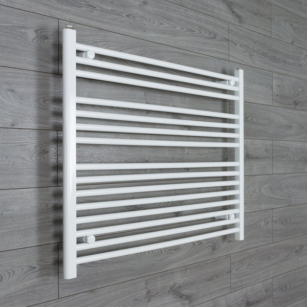 800 x 1200 White Dual Fuel Flat Heated Towel Rail Radiator - Elegant Radiators