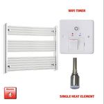 Electric towel radiator with WiFi timer and single heat element on a white background