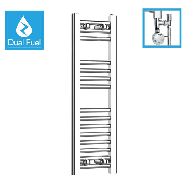 800 x 200 Chrome Dual Fuel Flat Heated Towel Rail Radiator