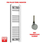 ER-Wifi Thermostatic / No Timer 800 x 200 Pre-Filled Electric Heated Towel Radiator Straight Chrome