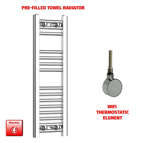 ER-Wifi Thermostatic / No Timer 800 x 200 Pre-Filled Electric Heated Towel Radiator Straight Chrome