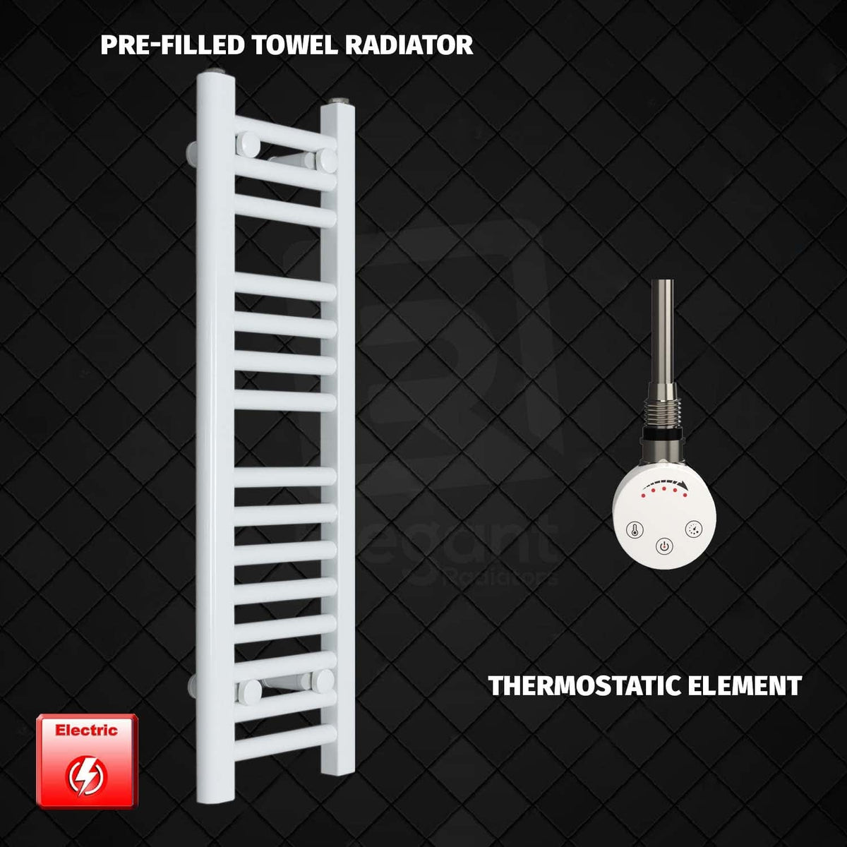 ER-Touch Thermostatic / No Timer 800 x 200 Pre-Filled Electric Heated Towel Radiator White HTR