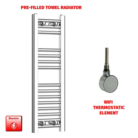 ER-Wifi Thermostatic / No Timer 800 x 250 Pre-Filled Electric Heated Towel Radiator Straight Chrome