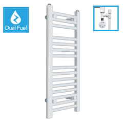 800 x 300 White Dual Fuel Flat Heated Towel Rail Radiator