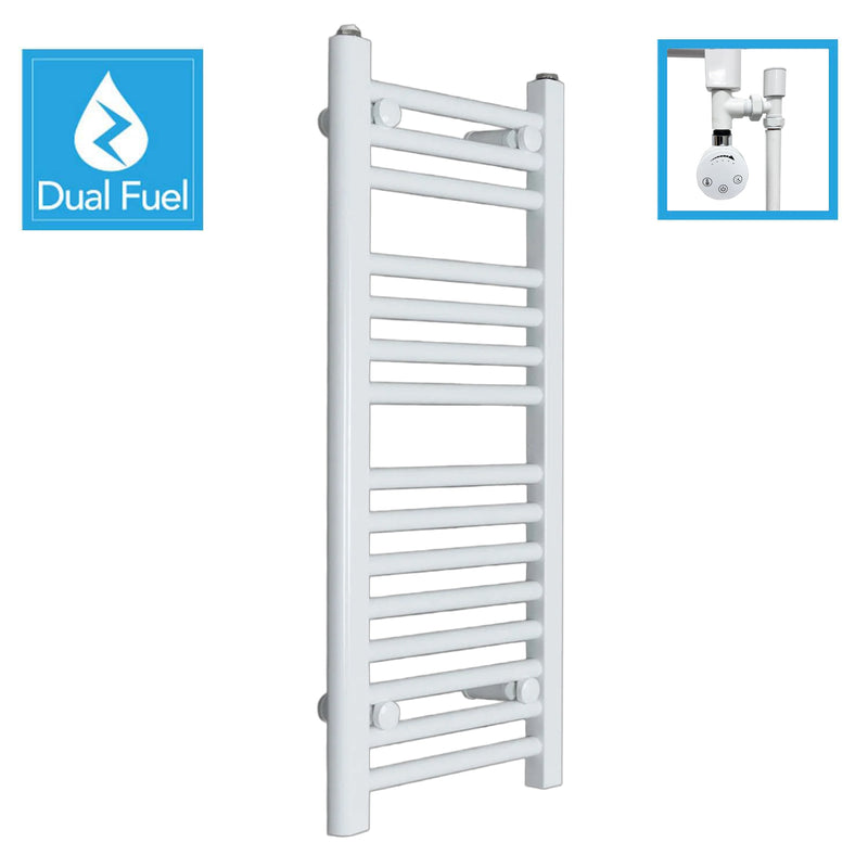800 x 300 White Dual Fuel Flat Heated Towel Rail Radiator