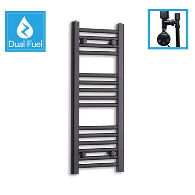 800x300mm Dual Fuel Flat Black Heated Towel Rail Radiator