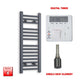 Single Heat / Digital Timer 800 x 300 Flat Anthracite Pre-Filled Electric Heated Towel Rail