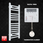 ER-Touch Thermostatic / Digital Timer 800 x 300 Pre-Filled Electric Heated Towel Rail Radiator White HTR