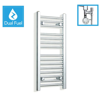 800x350mm Chrome Dual Fuel Flat Heated Towel Rail Radiator