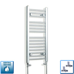 With Straight Inline Valves 800 x 350 Heated Straight Towel Rail Radiator Chrome