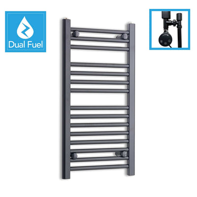 800x400mm Dual Fuel Flat Black Heated Towel Rail Radiator