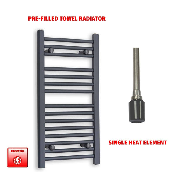 Single Heat / No Timer 800 x 400 Flat Anthracite Pre-Filled Electric Heated Towel Radiator HTR