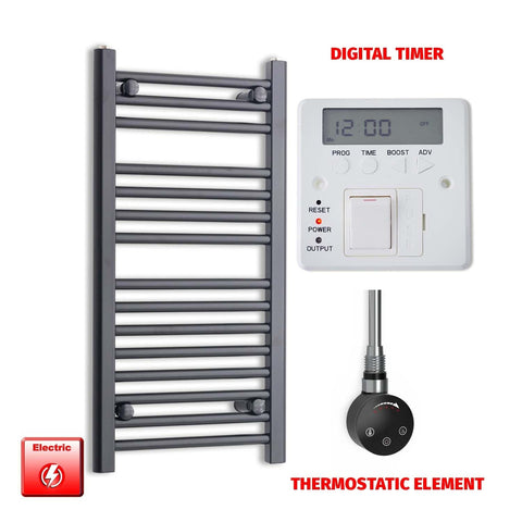 ER-Touch Thermostatic / Digital Timer 800 x 400 Flat Black Pre-Filled Electric Heated Towel Radiator HTR