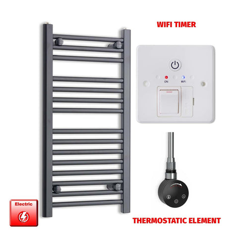 ER-Touch Thermostatic / Wifi Timer 800 x 400 Flat Black Pre-Filled Electric Heated Towel Radiator HTR