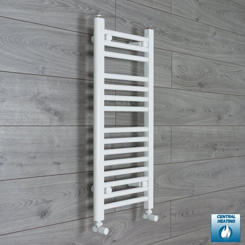 With Angled Valves 800 x 400 Heated Towel Rail Radiator Flat White Central Heating