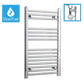 800 x 450 Chrome Dual Fuel Flat Heated Towel Rail Radiator