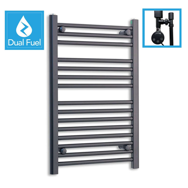 800 x 450 Dual Fuel Flat Black Heated Towel Rail Radiator