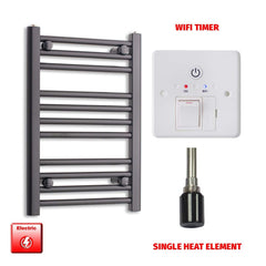 Single Heat / Wifi Timer 800 x 450 Flat Black Pre-Filled Electric Heated Towel Radiator HTR