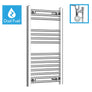 800 x 500 Chrome Dual Fuel Flat Heated Towel Rail Radiator