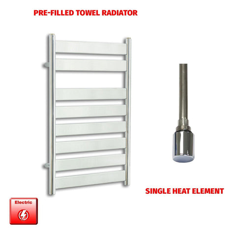 Single Heat / No Timer 800 x 500 Chrome Flat Panel Pre-Filled Electric Heated Towel Rail HTR