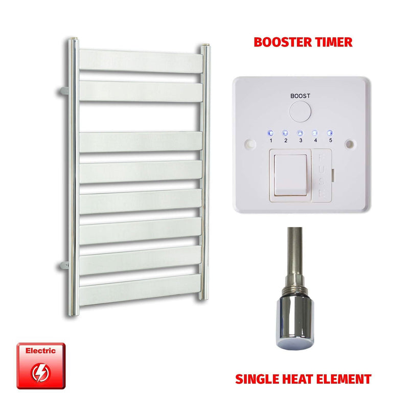 Single Heat / Booster Timer 800 x 500 Chrome Flat Panel Pre-Filled Electric Heated Towel Rail HTR