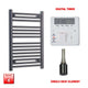 Single Heat / Digital Timer 800 x 500 Flat Black Pre-Filled Electric Heated Towel Radiator HTR