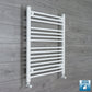 With Angled Valves 800 x 500 Heated Towel Rail Flat White Central Heating