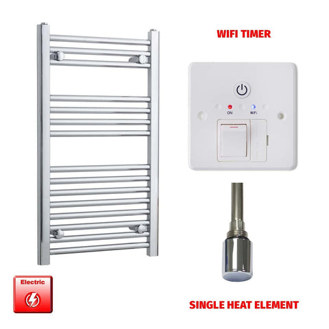 Flat / Single Heat / Wifi Timer 800 x 500  Pre-Filled Chrome Electric Towel Radiator Bathroom Warmer