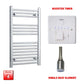 Flat / Single Heat / Booster Timer 800 x 500  Pre-Filled Chrome Electric Towel Radiator Bathroom Warmer