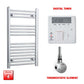 Flat / ER-Touch Thermostatic / Digital Timer 800 x 500  Pre-Filled Chrome Electric Towel Radiator Bathroom Warmer