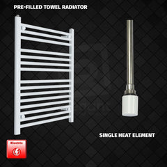 Single Heat / No Timer 800 x 500 Pre-Filled Electric Heated Towel Radiator White HTR