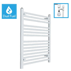 800 x 500 White Dual Fuel Flat Heated Towel Rail Radiator