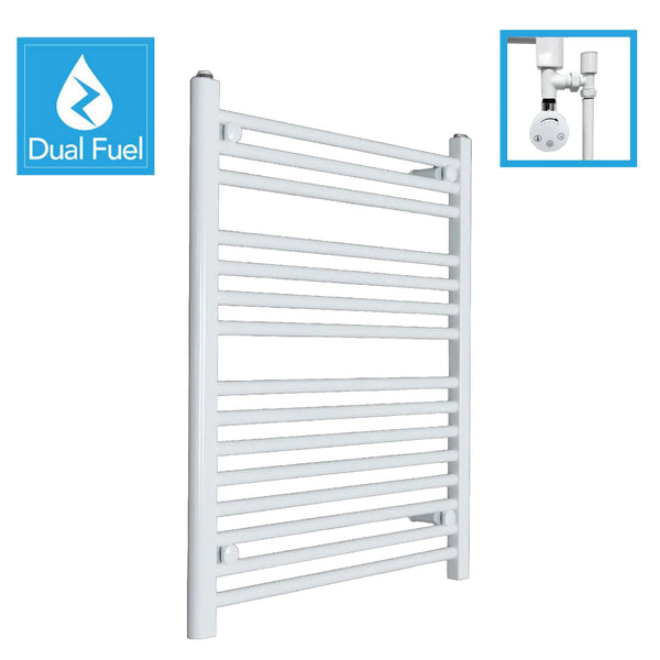 800 x 500 White Dual Fuel Flat Heated Towel Rail Radiator