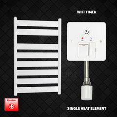 Single Heat / Wifi Timer 800 x 500 White Flat Panel Pre-Filled Electric Heated Towel Radiator HTR