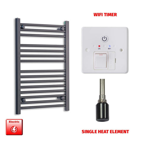 Single Heat / Wifi Timer 800 x 550 Flat Black Pre-Filled Electric Heated Towel Radiator HTR