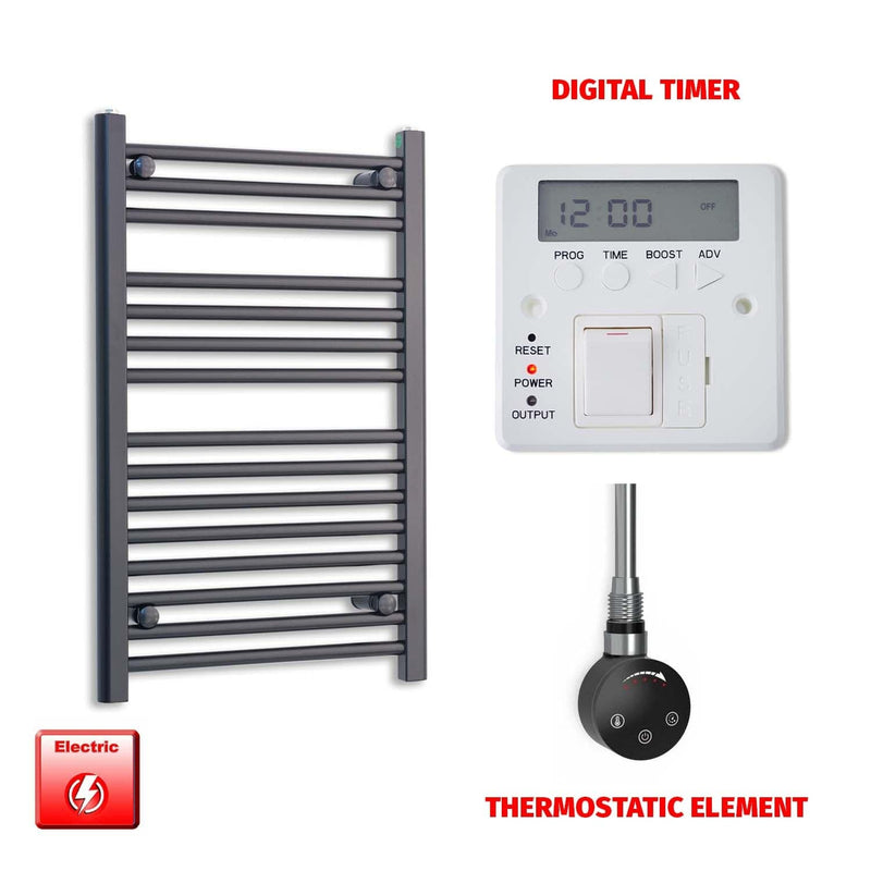 ER-Touch Thermostatic / Digital Timer 800 x 550 Flat Black Pre-Filled Electric Heated Towel Radiator HTR