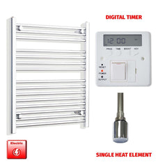 Single Heat / Digital Timer 800 x 550 Pre-Filled Electric Heated Towel Rail Straight Chrome