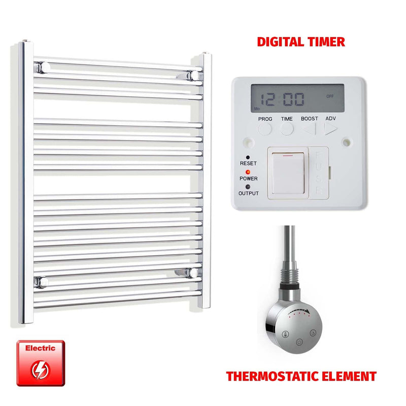 ER-Touch Thermostatic / Digital Timer 800 x 550 Pre-Filled Electric Heated Towel Rail Straight Chrome