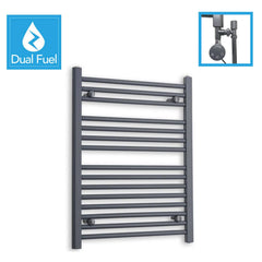 800 x 600 Anthracite Dual Fuel Flat Heated Towel Rail Radiator