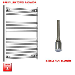 Flat / Single Heat / No Timer 800 x 600 Chrome Electric Heated Towel Rail Pre-Filled Bathroom Warmer