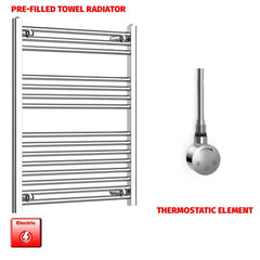 Flat / ER-Touch Thermostatic / No Timer 800 x 600 Chrome Electric Heated Towel Rail Pre-Filled Bathroom Warmer