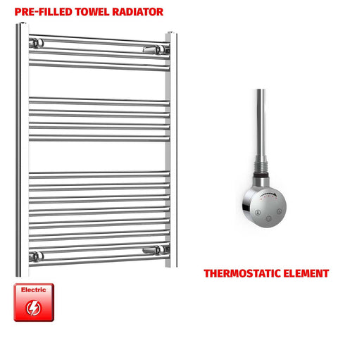 Flat / ER-Touch Thermostatic / No Timer 800 x 600 Chrome Electric Heated Towel Rail Pre-Filled Bathroom Warmer