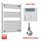 Flat / ER-Touch Thermostatic / Digital Timer 800 x 600 Chrome Electric Heated Towel Rail Pre-Filled Bathroom Warmer