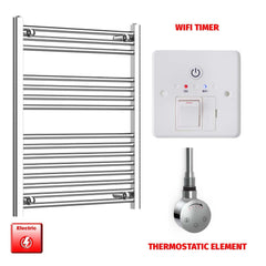 Flat / ER-Touch Thermostatic / Wifi Timer 800 x 600 Chrome Electric Heated Towel Rail Pre-Filled Bathroom Warmer