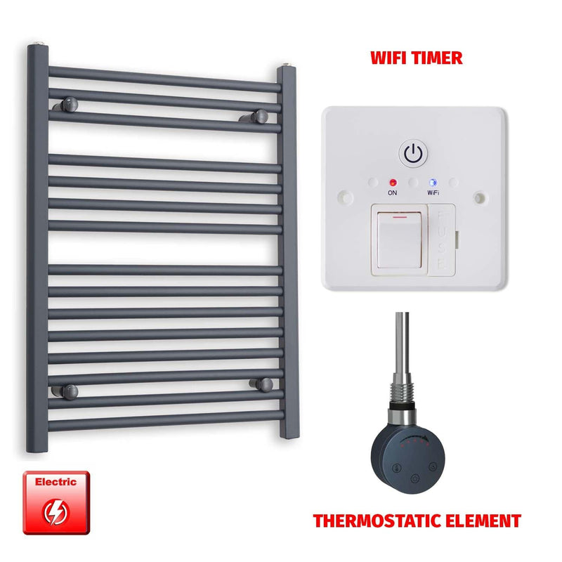 ER-Touch Thermostatic / Wifi Timer 800 x 600 Flat Anthracite Pre-Filled Electric Heated Towel Rail HTR