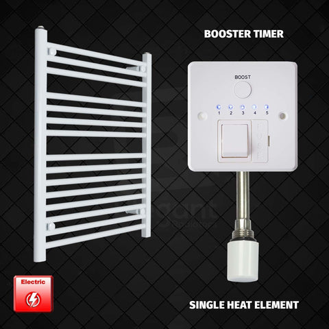 Single Heat / Booster Timer 800 x 600 Pre-Filled Electric Heated Towel Radiator White HTR