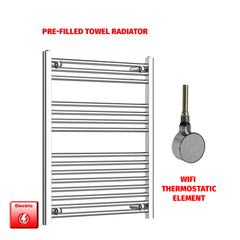 ER-Wifi Thermostatic / No Timer 800 x 650 Pre-Filled Electric Heated Towel Radiator Straight Chrome