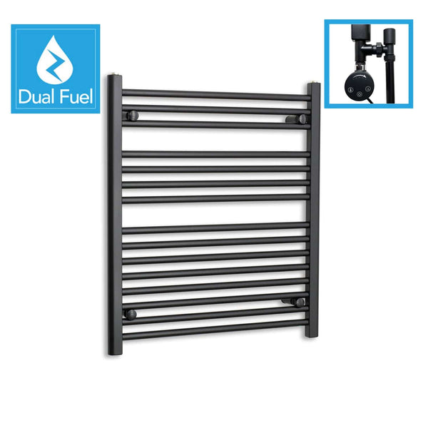 800 x 700 Dual Fuel Flat Black Heated Towel Rail Radiator