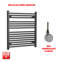 ER-Wifi Thermostatic / No Timer 800 x 700 Flat Black Pre-Filled Electric Heated Towel Radiator HTR