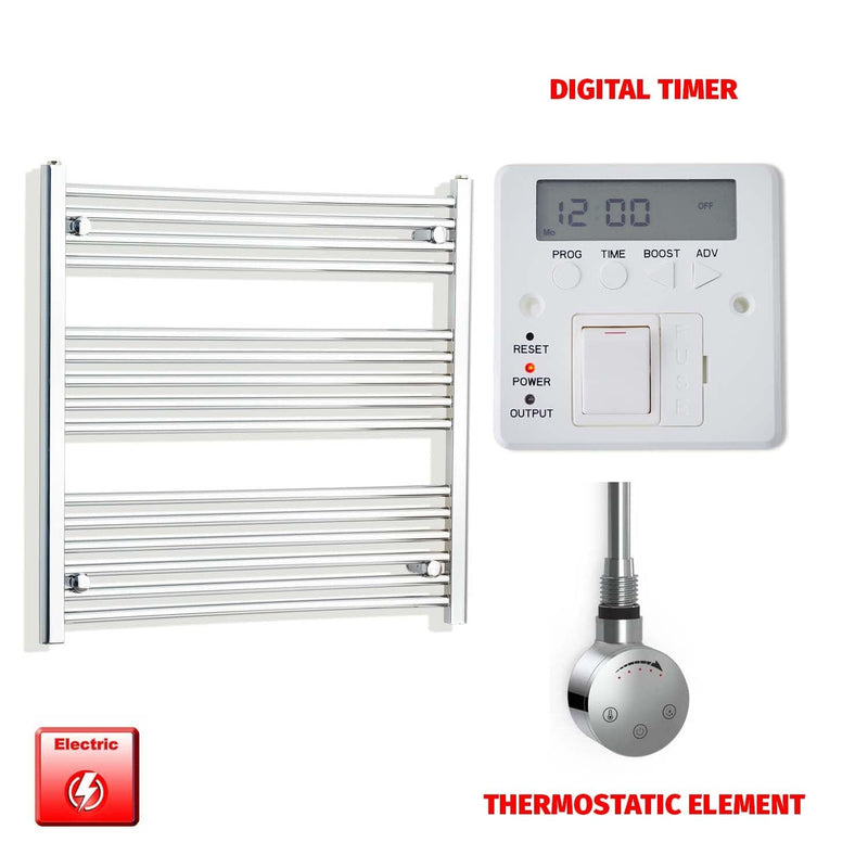 Flat / ER-Touch Thermostatic / Digital Timer 800 x 750 Pre-Filled Electric Heated Towel Radiator Chrome